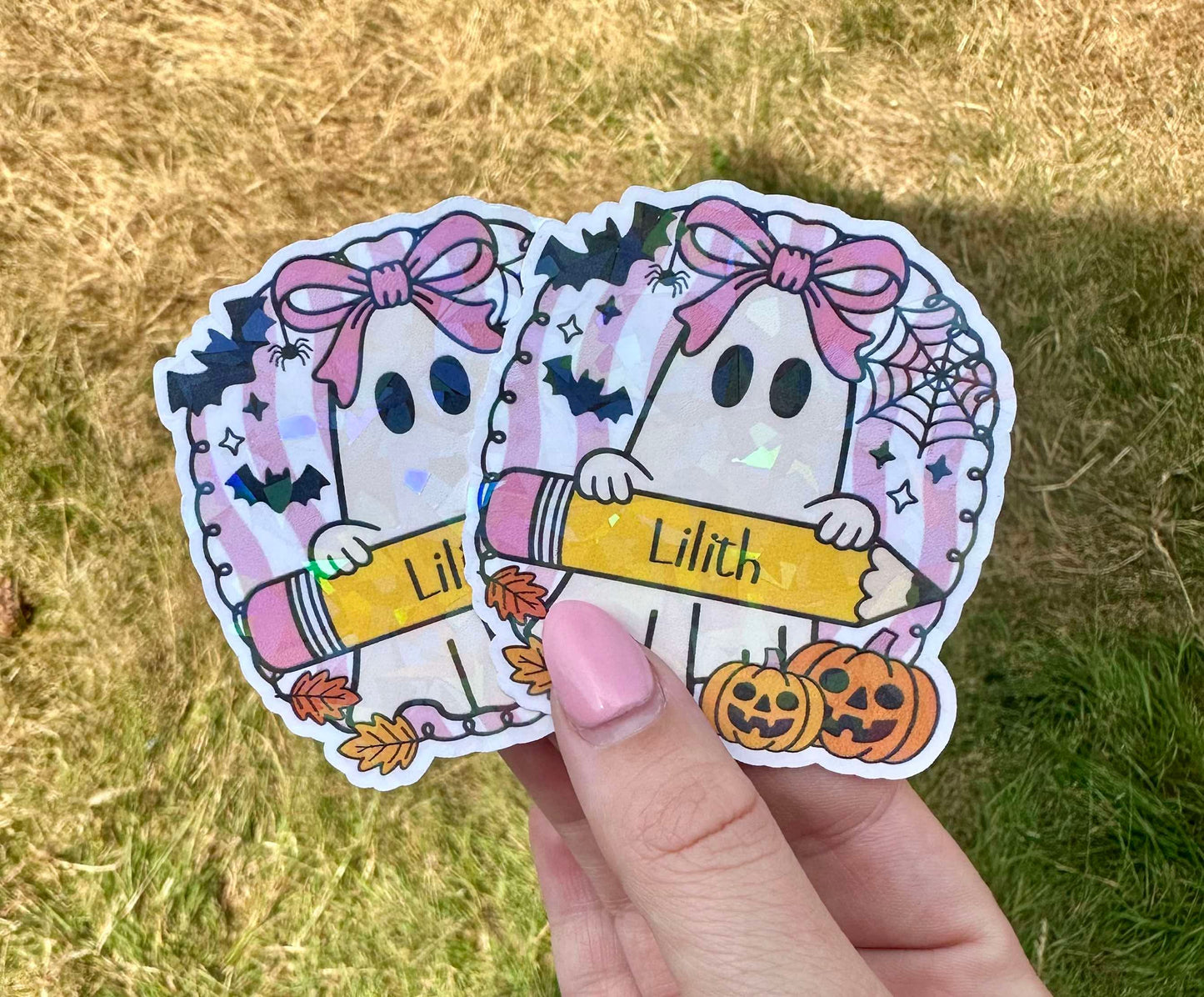 Custom Ghost with Bow Sticker