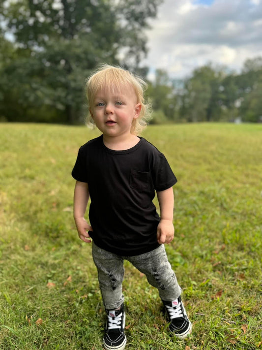 Solid Black Pocket Tee