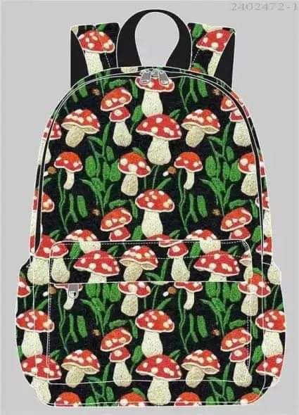 Embroidered Mushrooms Mini Backpack